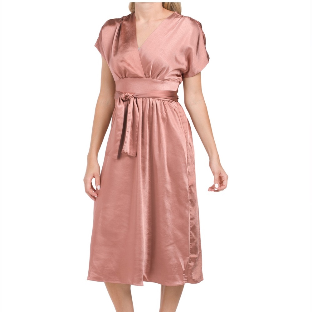 NWT Anne Klein Midi Satin Wrap Style Dress